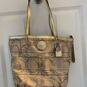 Coach lavender plaid bag